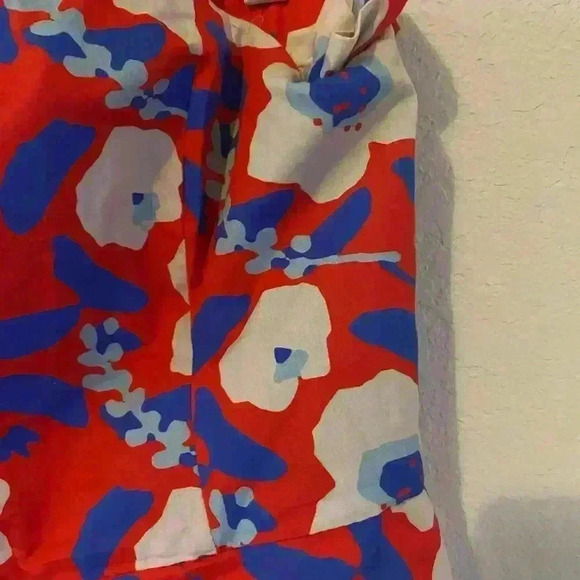 Anthropologie Hutch Strapless Ruffle Trim Floral Red Strapless BohoTop Size 14 - Picture 7 of 12